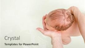  Presentation with mother and baby - Colorful slide set enhanced with mother-bathing-newborn-baby-supporting backdrop and a sky blue colored foreground