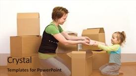  Presentation with cartoon - Colorful presentation enhanced with mother cartoon - woman and little girl backdrop and a  colored foreground