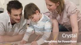  Presentation with parents - Audience pleasing slide deck consisting of young parents looking at son backdrop and a coral colored foreground