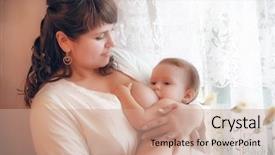  Presentation with breast feeding - PPT theme consisting of mother breast feeding newborn baby background and a  colored foreground
