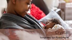  Presentation with breastfeeding - Slide deck enhanced with mother-breastfeeding-baby-at-home background and a coral colored foreground