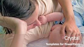  Presentation with breastfeeding - Audience pleasing PPT theme consisting of mother breastfeeding her baby backdrop and a coral colored foreground