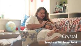  Presentation with indian mother son - Colorful presentation theme enhanced with mother-caresses-her-son backdrop and a coral colored foreground