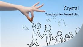  Presentation with cartoon - Cool new presentation with mother cartoon - human hand and caricature backdrop and a light blue colored foreground