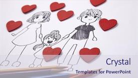  Presentation with colourful kids drawing - PPT layouts with mother cartoon - simple kids drawing of happy background and a sky blue colored foreground