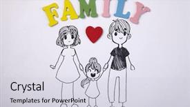  Presentation with colourful kids drawing - Colorful slide deck enhanced with mother cartoon - simple kids drawing of happy backdrop and a lemonade colored foreground