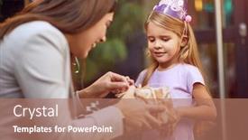  Presentation with celebrate - Audience pleasing presentation design consisting of mother-celebrate-happy-child-girl backdrop and a coral colored foreground