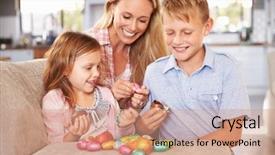  Presentation with kids - Audience pleasing slide deck consisting of mother celebrating easter at home backdrop and a coral colored foreground