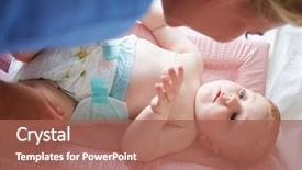  Presentation with mother baby - Audience pleasing slide set consisting of mother changing baby son's backdrop and a coral colored foreground