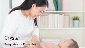  Presentation with baby girl - Cool new theme with mother changing diaper to baby backdrop and a lemonade colored foreground