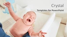  Presentation with diaper - PPT theme consisting of mother-changing-the-diaper background and a white colored foreground