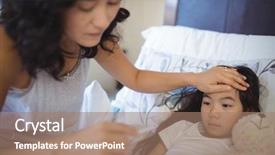  Presentation with body temperature - PPT theme consisting of mother checking body temperature background and a coral colored foreground