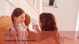  Presentation with contactless - Slides having mother-checking-daughters-temperature background and a red colored foreground