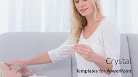  Presentation with temperature - Colorful theme enhanced with mother checking temperature of her sick daughter backdrop and a light gray colored foreground