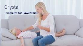  Presentation with temperature - Cool new PPT theme with mother checking the temperature backdrop and a sky blue colored foreground