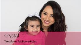  Presentation with daughter - Presentation theme enhanced with mother child - happy young woman who is background and a red colored foreground