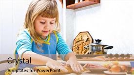  Presentation with pizza - Audience pleasing presentation theme consisting of mother child food - little girl cooking pizza backdrop and a coral colored foreground