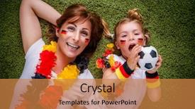  Presentation with mother child - Presentation theme consisting of mother child soccer fan background and a gold colored foreground
