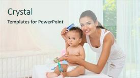  Presentation with mother baby and nurse - Slides enhanced with mother combing cute baby background and a sky blue colored foreground