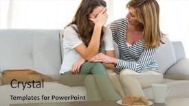  Presentation with tears - Slide deck enhanced with mother comfort her daughter background and a coral colored foreground