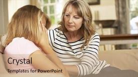  Presentation with home schoolng teens - Beautiful slides featuring mother comforting teenage daughter sitting backdrop and a coral colored foreground