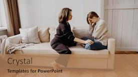  Presentation with home schoolng teens - Slides featuring mother-comforting-teenage-daughter background and a coral colored foreground