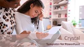  Presentation with exam results - Presentation having mother-comforting-teenage-daughter and a soft green colored foreground