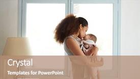  Presentation with baby sleep - Beautiful PPT layouts featuring mother cuddling baby daughter backdrop and a coral colored foreground