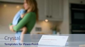  Presentation with letter - Slides consisting of mother-cuddling-son-at-home and a sky blue colored foreground