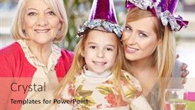  Presentation with grandma - Presentation theme having mother-daughter-and-grandma-celebrate background and a lemonade colored foreground