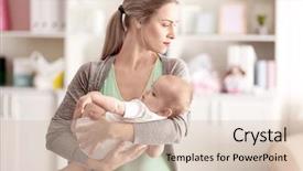  Presentation with cute baby - Presentation theme enhanced with medical depression - depressed young woman with cute background and a soft green colored foreground