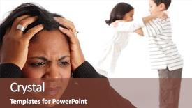  Presentation with woman fighting for her rights - Audience pleasing PPT layouts consisting of woman with her children fighting backdrop and a tawny brown colored foreground