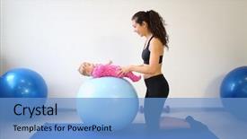  Presentation with gymnastics - Audience pleasing theme consisting of mother doing gymnastics backdrop and a light blue colored foreground