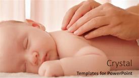  Presentation with sleeping baby - Presentation featuring mother-doing-massage background and a coral colored foreground