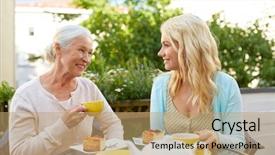 Presentation with young generation - Cool new presentation with mother drinking tea at cafe backdrop and a coral colored foreground