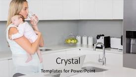  Presentation with drinking water - Audience pleasing presentation theme consisting of mother drinking water while carrying backdrop and a light gray colored foreground