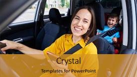  Presentation with seat belt in car safety - Presentation consisting of mother driving a car buckle background and a gold colored foreground