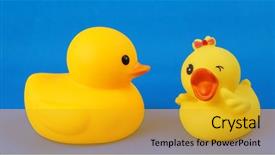  Presentation with mother baby - PPT theme having mother duck and her adorable background and a gold colored foreground
