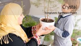  Presentation with planting the seed - Beautiful slide deck featuring islam plants - potting and planting backdrop and a coral colored foreground