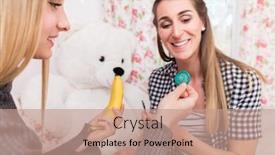  Presentation with condom - Slides enhanced with mother-explaining-daughter background and a coral colored foreground