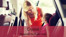  Presentation with safety transport - PPT layouts featuring mother fastening child with car background and a  colored foreground