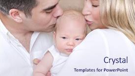  Presentation with mother love - Cool new slide deck with mother father - closeup portrait of young parents backdrop and a sky blue colored foreground