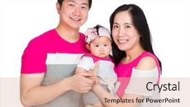  Presentation with mother baby - Colorful slide set enhanced with mother father and baby daughter backdrop and a  colored foreground