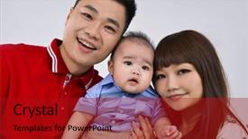  Presentation with mother baby and nurse - Colorful slide set enhanced with mother father and baby son backdrop and a crimson colored foreground