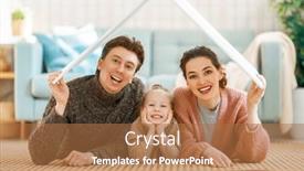  Presentation with housing - Amazing presentation design having mother-father-and-child-girl backdrop and a coral colored foreground