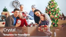  Presentation with merry christmas - Slides with mother father and children decorate background and a tawny brown colored foreground