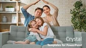  Presentation with young children - Presentation theme consisting of mother-father-and-children-girls background and a gray colored foreground