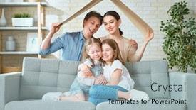  Presentation with family children - Slide deck consisting of mother-father-and-children-girls background and a light blue colored foreground