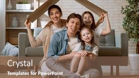  Presentation with young children - Audience pleasing theme consisting of mother-father-and-children-girls backdrop and a violet colored foreground