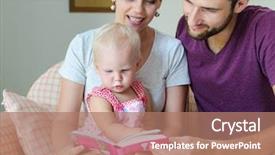  Presentation with family reading - Audience pleasing PPT layouts consisting of mother father and daughter reading backdrop and a  colored foreground